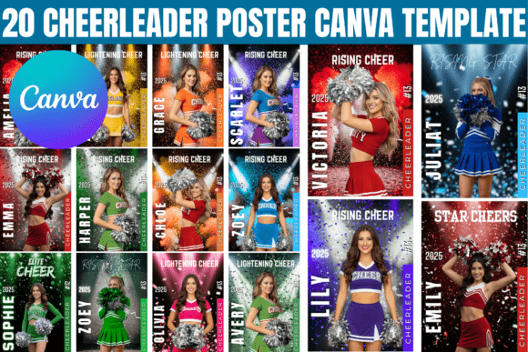 20 Cheerleader Poster Canva Template: Pro Designs Fast