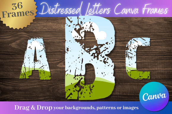 Distressed Letters & Number Canva Frames: Your Creative Toolkit