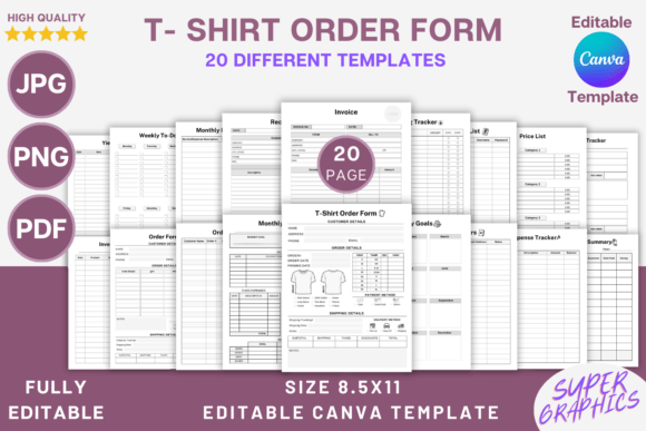 Editable T-Shirt Order Form Canva Temp: Organize Your Custom Apparel Business