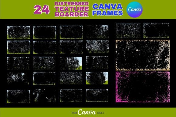 Elevate Your Designs with 24 Distressed Texture Border Canva Frames