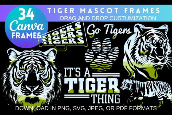 Unleash Creativity with the Tiger Mascot Canva Frame Bundle
