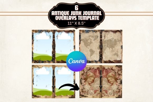 Unleash Vintage Charm: Antique Book Junk Journal Canva Template
