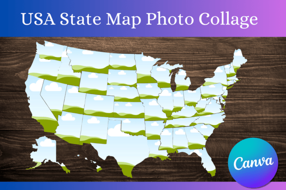 USA Map Canva Photo Collage Template